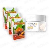 PACK 3 JABÓN EN BARRA DE CÚRCUMA 110G + CREMA ACLARANTE DE ARROZ BIOAQUA 50G