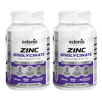 PACK 2 BISGLICINATO DE ZINC 60 CÁPSULAS EDENIS HEALTH