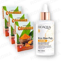 PACK 3 JABÓN EN BARRA DE CÚRCUMA 110G + SERUM DE ARROZ CON Á.H BIOAQUA 100ML