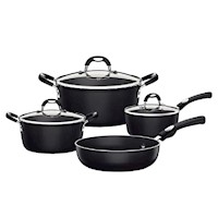 Juego de Ollas Mônaco Induction Starflon Premium Negro 7 Piezas