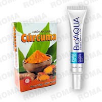 PACK JABÓN EN BARRA DE CÚRCUMA 110G Y CREMA ANTI ACNÉ BIOAQUA 30G