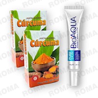 KIT 2 JABÓNES EN BARRA DE CÚRCUMA 110G Y CREMA ANTI ACNÉ BIOAQUA 30G