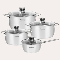 Juego de Ollas de Acero Inoxidable - 8 Piezas FZ-980AE