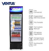 Visicooler Ventus LG-380TC 380 Litros con Turbo Cooling