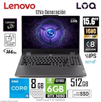 Laptop Lenovo LOQ 15IAX9 Intel Core i5-12450HX 8GB RAM 512GB SSD 15.6 " FHD RTX3050-6GB - 83GS006WLM