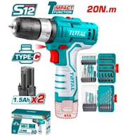 COMBO TALADRO TIPO C 20NM 2X15AH + SET BROCAS