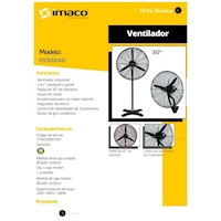 Ventilador Industrial Imaco de Pared y Piso 30″ 240 Watts FS30240