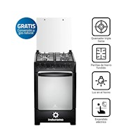 Cocina a Gas Indurama Pompeya 4 Quemadores – Negra