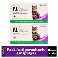 Pack x2 Pipeta Antiparasitario Antipulgas P.I. Gato 4 - 9 kg