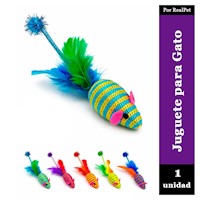 Juguete Interactivo Ratón con Plumas para Gato 6.5x4 cm