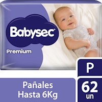 Pañal Bebé Babysec Premium P 62 un