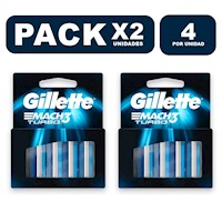 Pack x2 Cartuchos de Afeitar Gillette Mach3 Turbo 4 Unidades