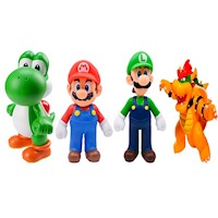 Pack 4 Figuras Mario + Luigi +Yoshi+Bowser 12-10-12-9cm