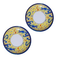 Pack 2u Plato Oriental Chico Dragones Azul 2u