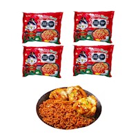 Pack 4u Fideos Ramen Buldak Sabor Pollo Picante Con Kimchi 135gr