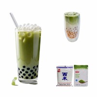 Pack Bubble Tea Matcha Perlas de Tapioca Blanca 2pza