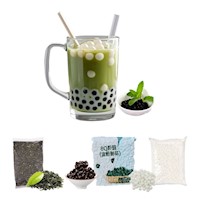 Pack Bubble Tea 3u Te Verde. Perlas de Tapioca Negro y Blanco