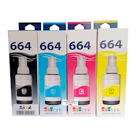 Pack de Tinta Compatible T664 los 4 colores para Epson L395 L475 L495