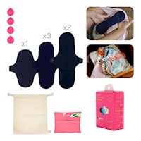 Toalla Higiénica de Tela Bamboo Balance Pack Flujo Medio Azul Marino
