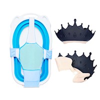 Pack Hamaca y gorro de baño coronita celeste para bebe