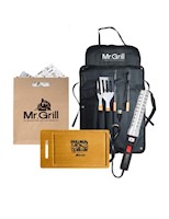 Grill Box Parrillero| Easy Fire + Mandil con Utensilios + Tabla Mr. Grill