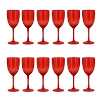 Pack x 12 - Copas de Vino - Rojo Traslúcido