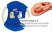 PACK DE JUEGO: SANDALIA Y ARO DE CUERDA ENTRENAMIETO - HOSHY (AZUL / NARANJA)