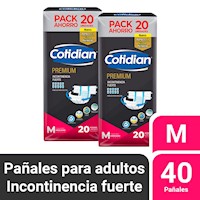 Pack 2 Pañal Para Adulto Cotidian Premium 20 un Talla M