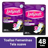 Pack 2 Toallas Femeninas Ladysoft Nocturna Maxi Pro 24 un