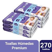 Pack 2 Toallas Húmedas Babysec Premium 135 un