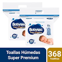 Pack 2 Toallas Húmedas Babysec Super Premium 184 un