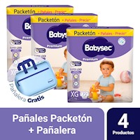 Pack 3 Pañal Bebé Babysec Packeton Premium XG 72 un