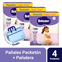 Pack 3 Pañal Bebé Babysec Packeton Premium XXG 72 un