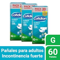 Pack 03 Pañal Cotidian Clasico Tanga Talla G 20 un