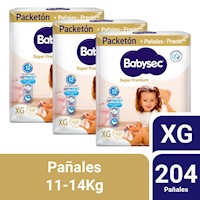 Pack 3 Pañal Bebé Babysec Packeton Super Premium XG 68 un