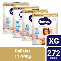 Pack 4 Pañal Bebé Babysec Packetón Super Premium XG 68 un