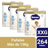 Pack 4 Pañal Bebé Babysec Packeton Super Premium XXG 66 un