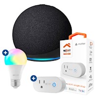 Pack Amazon Echo Dot 5 Negro + Enchufe + Foco