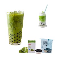 Pack Bubble Tea 2u Matcha y Perlas de Tapioca Negro