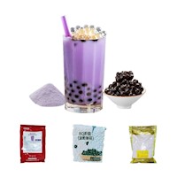 Pack Bubble Tea 3u Taro. Perlas de Tapioca Negro y Blanco