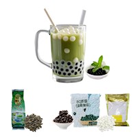 Pack Bubble Tea 3u Te Verde. Perlas de Tapioca Negro y Blanco