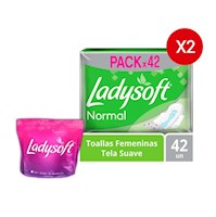 Pack x2 Toalla Ladysoft Normal Tela Suave x 42 + 1 kit Gratis