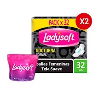 Pack x2 Toalla Ladysoft Nocturna x 32 + 1 kit Gratis