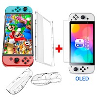 Pack Case para Nintendo Switch OLED + Mica de Vidrio Rígido Transparente