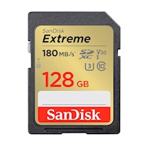 SANDISK MEMORIA SD EXTREME 128GB 4K UHS-I CLASE-10 U3 180MBS AMARILLA