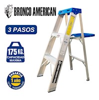 ESCALERA ALUMINIO TIJERA SIMPLE ASCENSO DE 3 PASOS CAPACIDAD DE CARGAR 175 KG