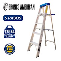 ESCALERA ALUMINIO TIJERA SIMPLE ASCENSO DE 5 PASOS CAPACIDAD DE CARGAR 175 KG