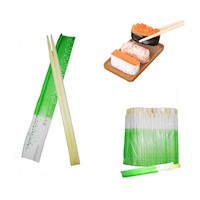 Palillos Japones Bambu Descartable Puntos Verde 100par