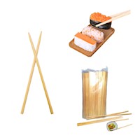 Palillos Japones Bambu Descartable Simple Pack 50par