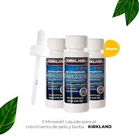 Minoxidil Kirkland 5% 3 frasco/ 3 mes y gotero - barba y cabello